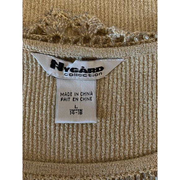 Peter Nygard Silk Blend gold tan Ribbed Sleeveless Blouse - Picture 2 of 5